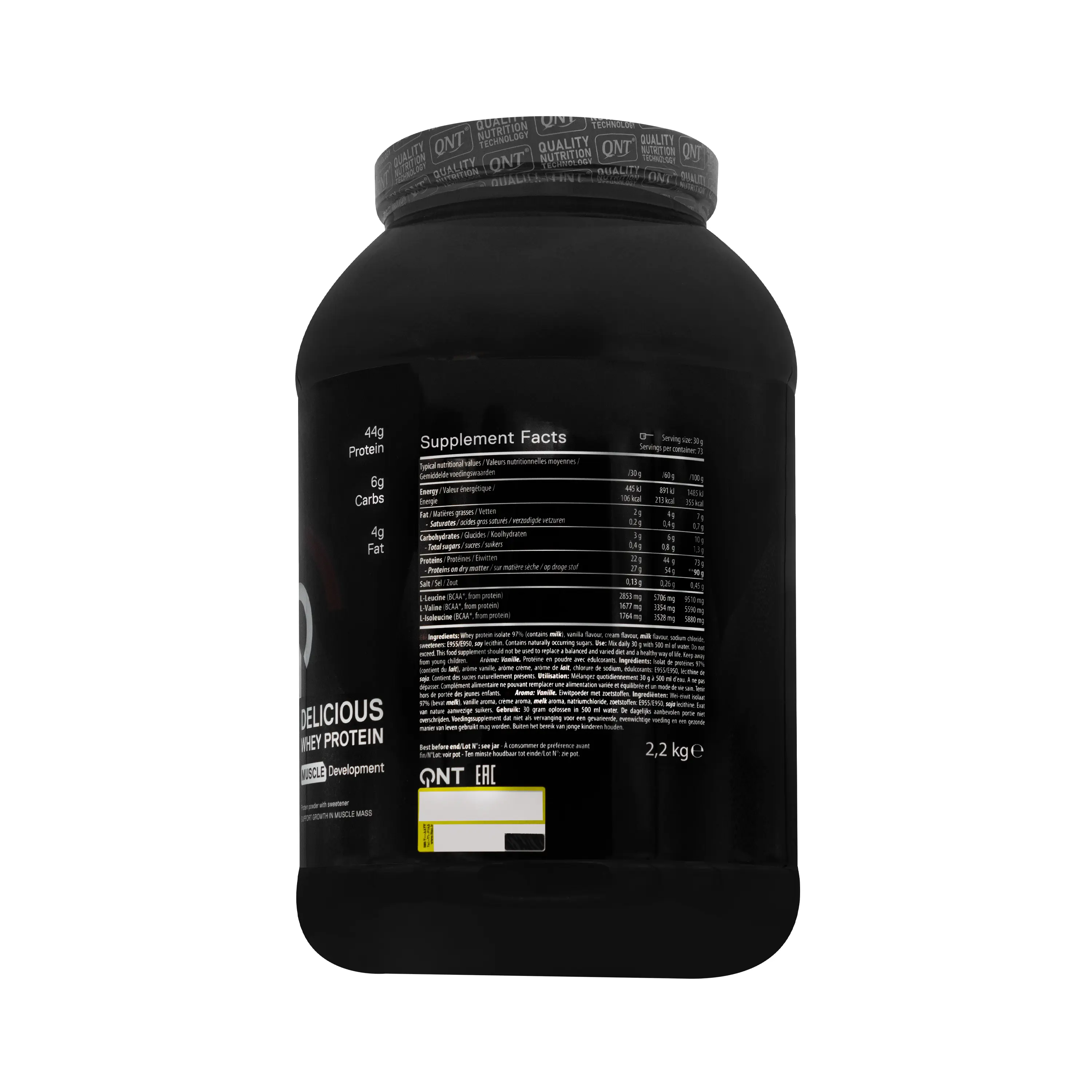 پودر پروتئین دلیشس وی شکلاتی 2200 گرمی کیو ان تی